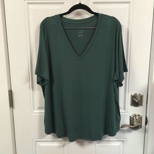 NWT A New Day V Neck Short Sleeve Top - Teal - Size 2X
